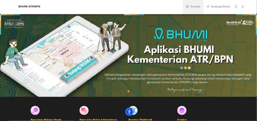 Tampilan situs peta ZNT online.