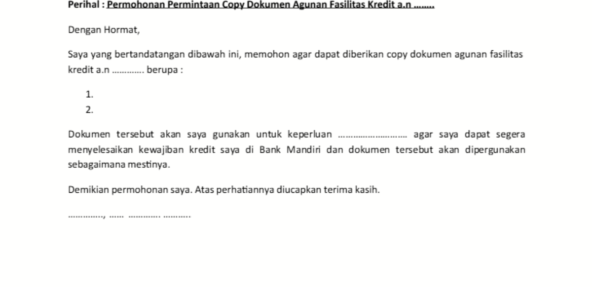 Contoh surat permohonan fotocopy sertifikat di bank yang baik dan benar, bisa untuk bank BRI, BNI, BTN, dan yang lainnya.